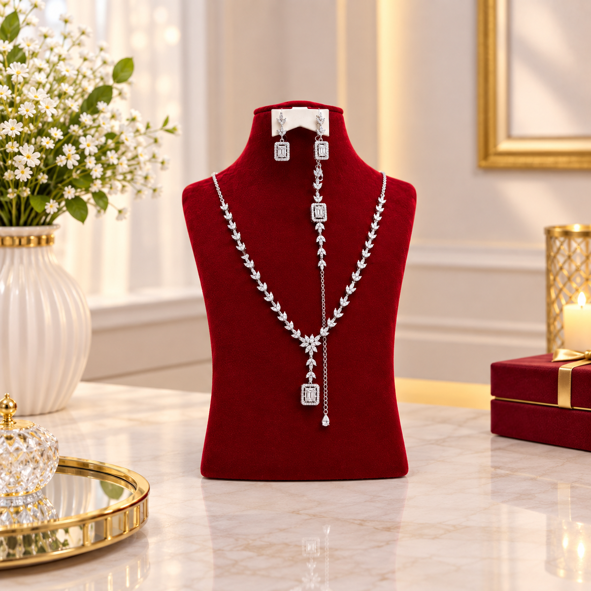 Luxury Silver Necklace Set